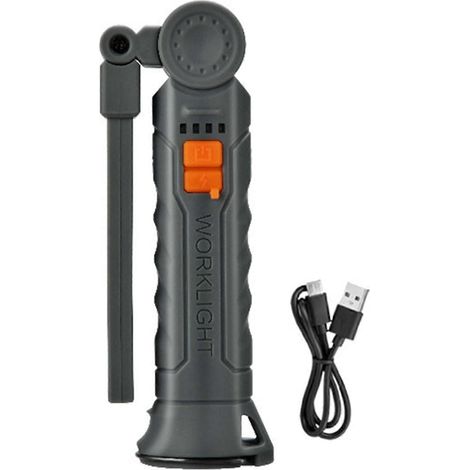 Tragbare LED-Arbeitsleuchte mit USB-Akku für Outdoor-Aktivitäten und Notfälle – groß, grau