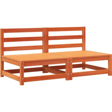Divani Senza Braccioli Giardino Divano da esterno 2 pz Marrone Cera 70x70x67 Pino (1/5)