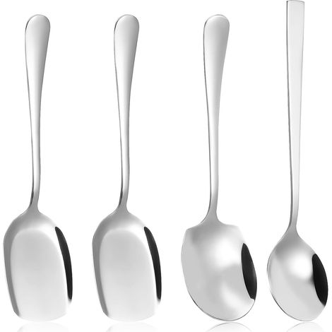 Cuillères Inox Service Buffet Acier Inoxydable Capacité Importante Manche Long Ergonomique pour Riz Soupe et Plats Ustensiles Robustes Polyvalents pour Maison et Restaurants (1/5)