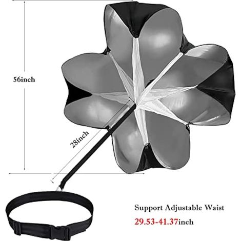 Parachute d'entraînement de vitesse pour la course à pied, 142 cm de résistance avec sangle ajustable, entraînement de force pour jeunes et adultes, 1 unité (1/5)