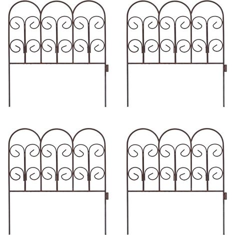 Schmuckzaun Metallzaun Gartenzaun 41x46 cm Zaunelemente 4er Set erweiterbar Rost (1/5)