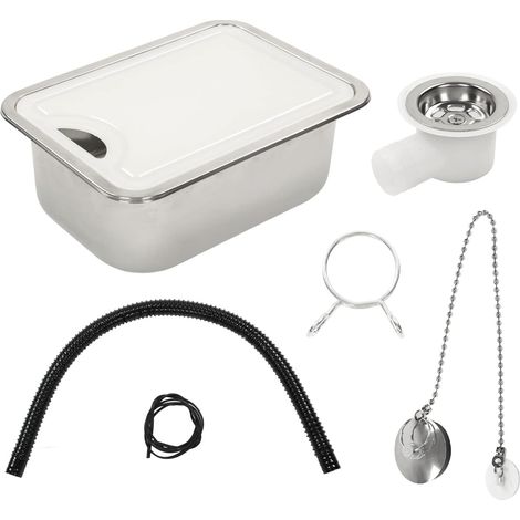 Évier de Lavabo pour Camping-car, Kit D'évier de Cuisine en Acier Inoxydable pour Camping-car avec Planche à Découper en Acrylique (1/5)