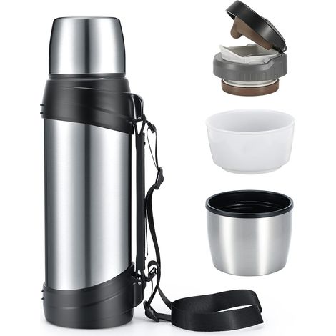 Bottiglia termica da viaggio in acciaio inox da 2,5 litri con tazza senza BPA - Grande thermos sottovuoto (1/4)