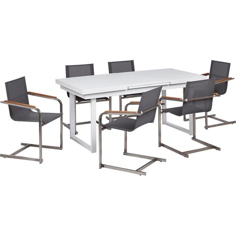 Set da pranzo da giardino a 6 posti Mobili da esterno Alluminio Acciaio Inox Bianco e Grigio Valcanetto/Cosoleto (1/5)