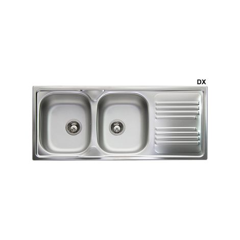 LAVELLO INCASSO IN ACCIAIO INOX CON 2 VASCHE- cm 116 gocciolatoio dx- APELL- pezzi 1