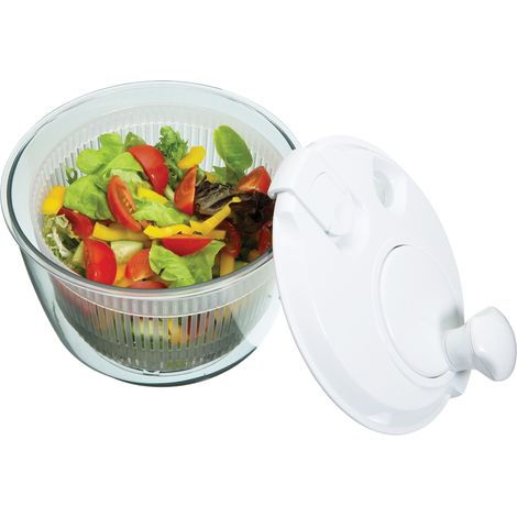KitchenCraft Mini insalatiera girevole per scolare e filtrare l'acqua prima di condire, asciugatura rapida, plastica de Sicura per alimenti, lavabile in lavastoviglie, 19 cm (1/5)