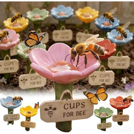 Botella de cerámica con forma de flor para beber, juego de 5 unidades, agua ecológica para abejas, mariposas e insectos (1/5)