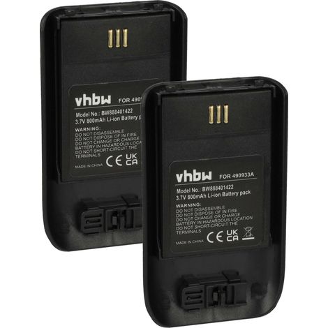 vhbw 2x Akku Ersatz für Innovaphone 490933A für schnurlos Festnetz Telefon (800 mAh, 3,7 V, Li-Ion) Schwarz