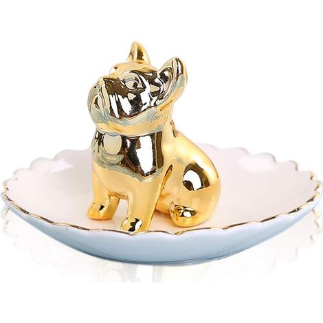Porta Anillos Bulldog - Bandeja Cerámica Esmaltada - Para Joyas Accesorios Baño Dormitorio - 1 Unidad (1/5)