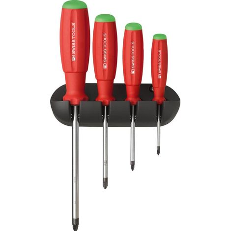 Swiss Tools Schraubendreher-Satz 4-teilig PZ im Wandhalter SwissGrip (1/3)