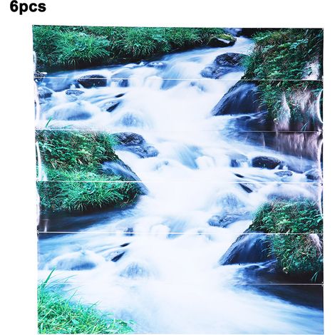 Autocollants imperméables à motif de cascade pour escaliers, 6 pièces, autocollants muraux auto-adhésifs 3D pour sol, décor de papier peint
