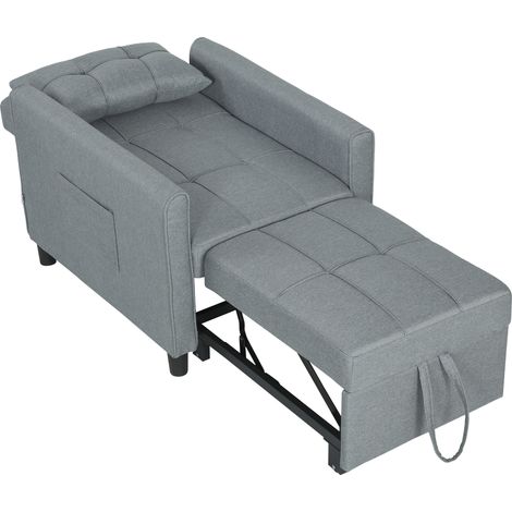 Canapé-lit convertible avec dossier et coussin réglables, gris (1/5)