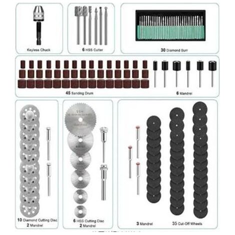 Vtizikl Mandrins de ponçage adaptés à la perceuse à ongles Dremel, 147 pièces, Kit de lames de scie, outils abrasifs rotatifs (1/3)