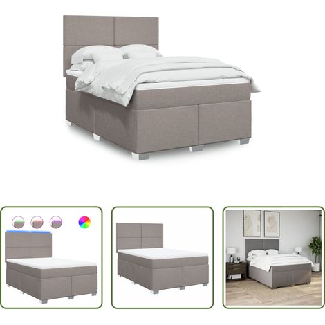 Matelas à ressorts ensachés - Sommier à lattes de lit avec matelas Taupe 140x190 cm Tissu (1/5)