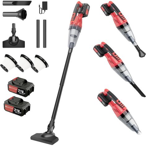 Aspirateur de voiture portable sans fil à main avec une forte aspiration, équipé de 2 batteries de 2200 mAh et de 3 filtres, adapté aux poils d'animaux, à la maison, au bureau