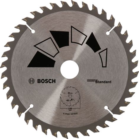 1x Lame de Scie Circulaire Standard (pour Bois, Ø 150 x 2.2/1.5 x 20/16 mm, 40 Dents, ATB, avec 1x Bague de Réduction 16 mm, Accessoire Scie Circulaire) (1/5)