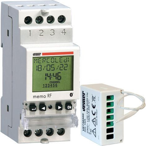 Set composé de 1 Interrupteur numérique avec Programmation horaire ou astronomique + 1 actionneur à Distance RF Blanc