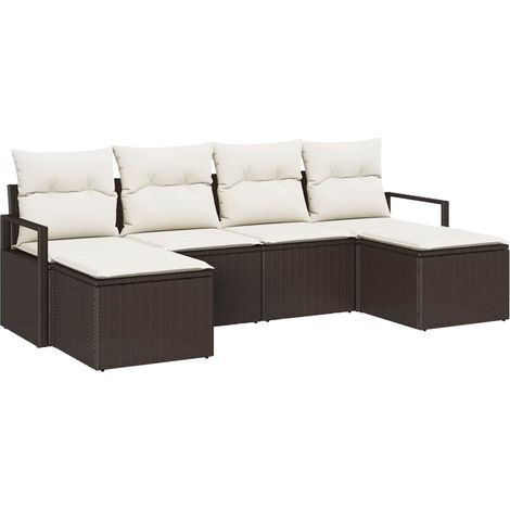 Maison Exclusive - Sofa Set mit Kissen 6 pcs Braun Poly Rattan