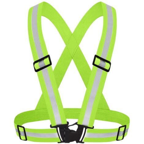 BUNTHAUS Harnais de Sécurité Réfléchissant Haute Visibilité Réglable Gilet Vert Fluorescent Unisexe (1/5)