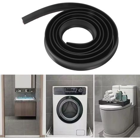 Ruban de séparation d'eau Flexible et auto-adhésif, douche TPE, séparation humide et sèche, accessoires de salle de bains, 3 mètres, noir (1/5)