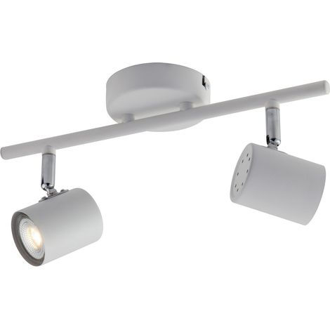 Spot ZERO in metallo bianco con due punti luce orientabili (1/2)
