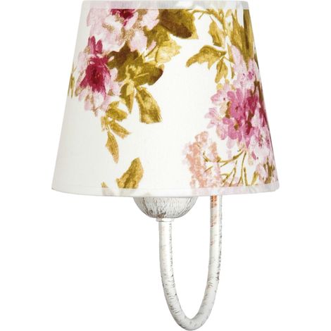 Aplique de pared clásico blanco con pantalla rosa IZA 12-183 (1/2)