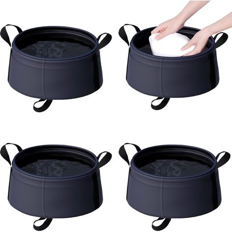 Seau pliable, lot de 4, bac à vaisselle, bac pliable, camping, plein air, seau à eau pliable, bac pliable, seau de camping portable pour la pêche, les voyages, les fêtes de jardin (1/5)