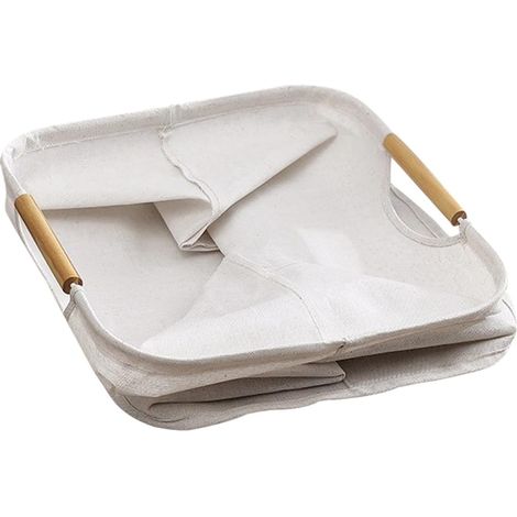 Grand Panier à Linge en Tissu Oxford Blanc Poignées, Capacité Importante, Facile à Nettoyer et Gain de Place, pour Chambre ou Salle de Bain (1/5)