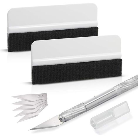 Kit de Raclettes Accessoires Voiture, avec raclette en feutre, couteau pour passe-temps pour Application ou Raclage avec Cutter et Raclettes plastique (1/5)
