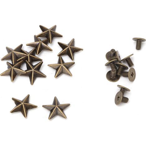 10 pièces de rivets cloutés étoile métal pour décoration DIY cuir, sacs et chaussures (14mm, bronze) (1/5)