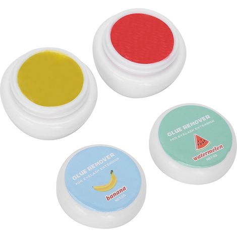 Décapant adhésif pour extension de cils 10g, sans irritation, dissolvant doux pour colle à cils, lot de 2 flacons 5g saveur pastèque et banane. (1/5)