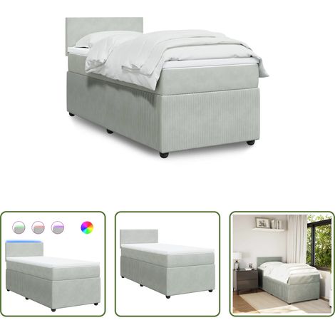 Matratze - Boxspringbett mit Matratze Hellgrau 100x200 cm Samt (1/5)