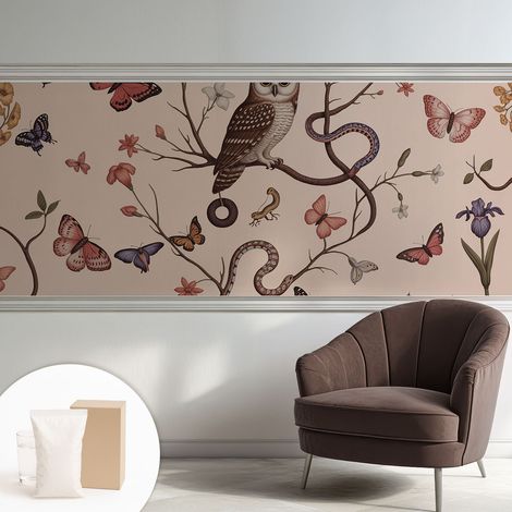 Papier peint intissé avec imprimé installation simple qualité excellente sans désordre - Colle incluse gratuite Hibou nature 250x104 cm (1/5)