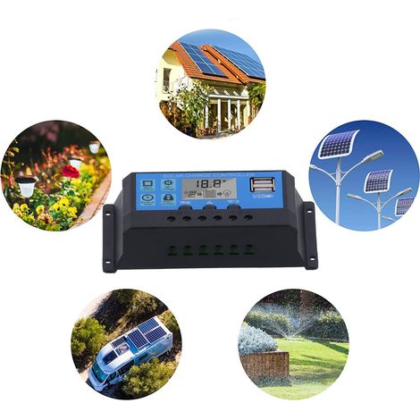 Contrôleur Solaire PWM 30A 12V 24V Double Sens pour Panneaux Solaires et Batteries Plomb-Acide - 3 Étapes de Charge - Sans Fonction de Stockage d'Énergie-KZQ (1/5)