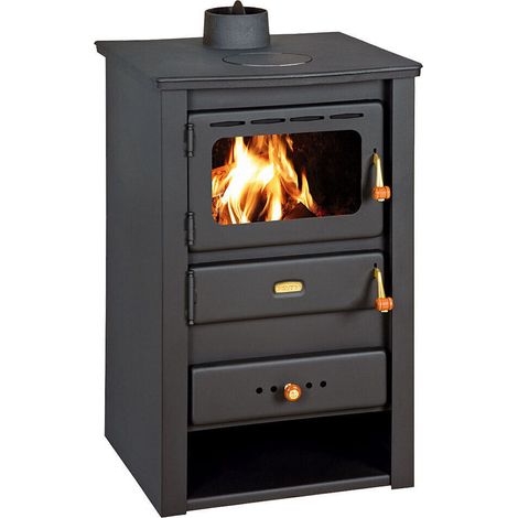 Poêle à bois Prity K22 CP – 10,4 kW, Noir Graphite, Plaque supérieure en fonte, Classe A (1/4)