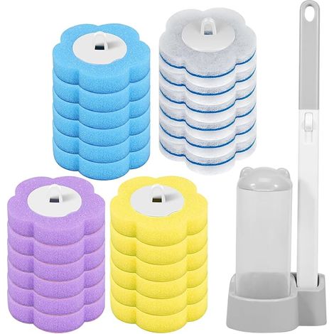 Disposable Toilet Brush Holder Cleaning Refills, Toilet Brush Extended Handle, 360° Cleaning Without Dead Angle Bathroom, Toilet, Washbasin, Bathtub (1/5)