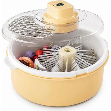Essoreuse à salade électrique beige base antidérapante laveuse-sécheuse de légumes multifonctionnelle pour cuisine zd-jaune