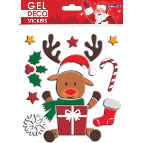 Pegatinas gel deco navidad reno navideño
