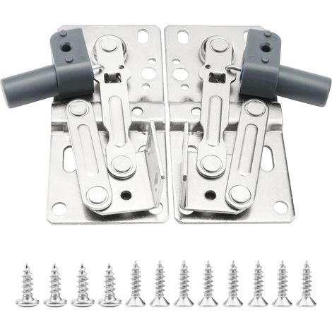 Lot de 2 charnières pivotantes amorties pour porte basculante de placard, coffre à jouets, bac d'évier, silencieuses, avec vis. (1/5)