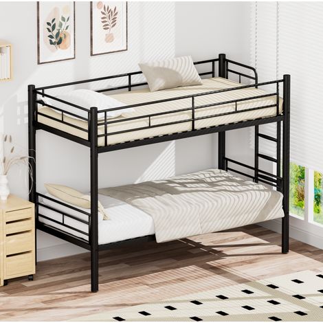 letto a castello 90x190 metallo nero doppio salvaspazio OKMYHOME (1/5)
