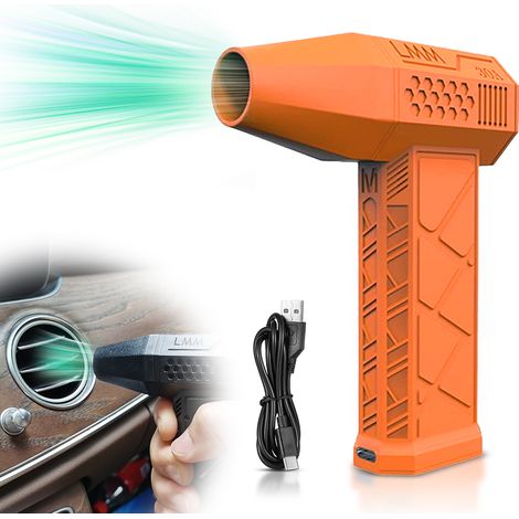 SJLERST Sèche-cheveux électrique à main sans fil 130 000 tr/min, dépoussiéreur à air comprimé pour voiture, ordinateur, maison, nettoyage, réduction de la poussière industrielle, batterie intégrée (or (1/5)