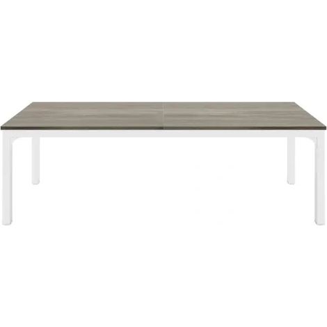 Scrivania rettangolare da ufficio per 2 persone 200 x 70 x 75 cm bianco e legno (1/5)