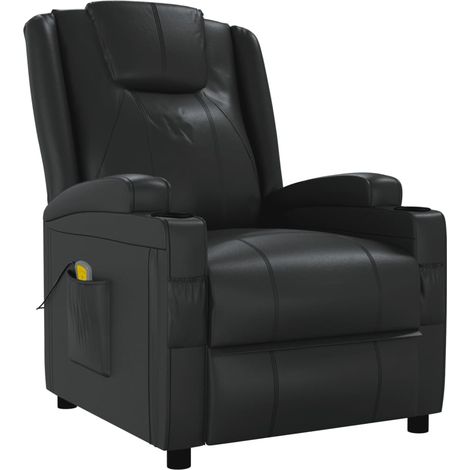 Poltrona relax con funzione massaggio 6 punti di massaggio in PVC nero DEC029241