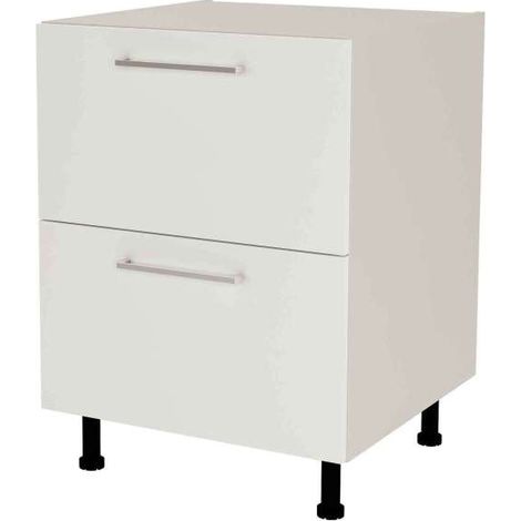 Mueble de cocina bajo cacerolero en gris cream y blanco mate. 85 cm(alto)60 cm(ancho)60 cm(largo) (1/4)