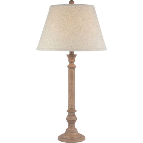 Solenne Table Lamp with Edged Linen Shade - Resin - L41 x W41 x H79 cm - Brown