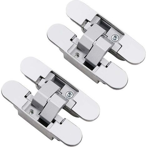 Charnière invisible pour portes, Lot de 2 charnières invisibles pour portes lourdes, charge de 40 kg, ouverture de 180º, zamak (1/4)