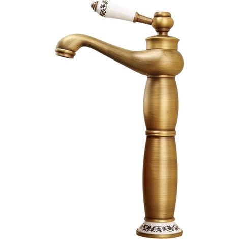 Grifo de lavabo de baño, grifo de latón vintage en porcelana azul y blanca (arriba) (1/5)