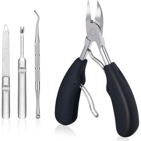 4-in-1 nail clippers, precision nail clippers, professional nail clippers, suitable for thick ingrown toenails and fungal infections, nail clipper set, includes nail file. (1/5)