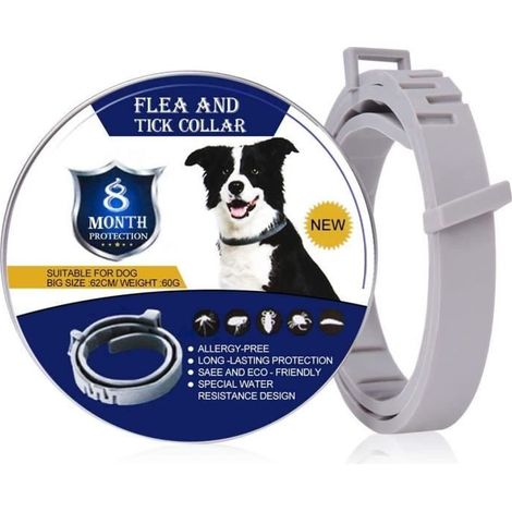 Collier Antiparasitaire pour Chiens, Collier Anti-Puces et Anti-Tiques pour Chiens, Protection Efficace Pendant 8 Mois, [370] (1/4)
