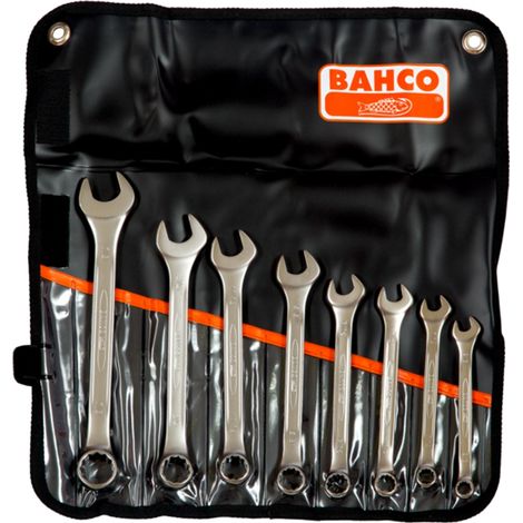 Bahco Satz Ring-Maulschlüssel, Zoll - 8 -tlg., in Kunststofftasche, 3/8-7/8 (1/2)